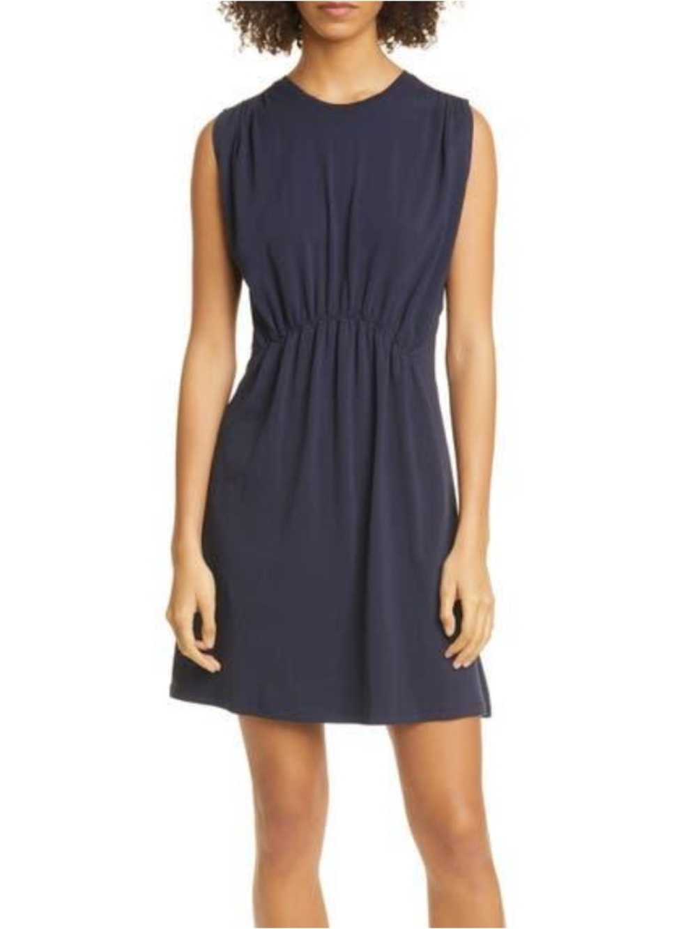 ATM black pima cotton knit sleeveless ruched waist mini dress large